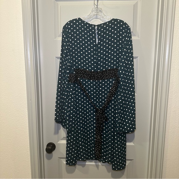 Suzanne Betro Teal/Black Polka Dot Long Sleeve Dress size 2X - Picture 8 of 12
